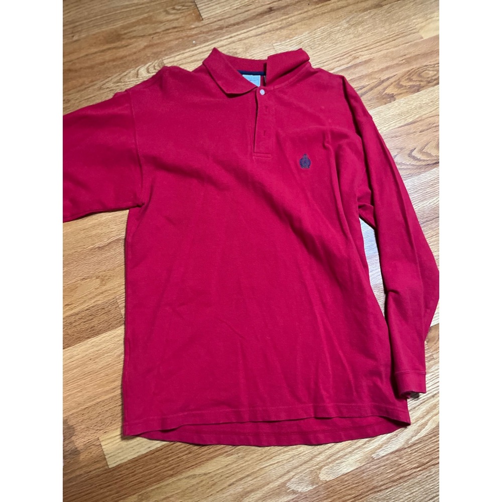 Vtg 90s Bugle Boy Company Mens Red Long Sleeve Polo Shirt Casual Classic L